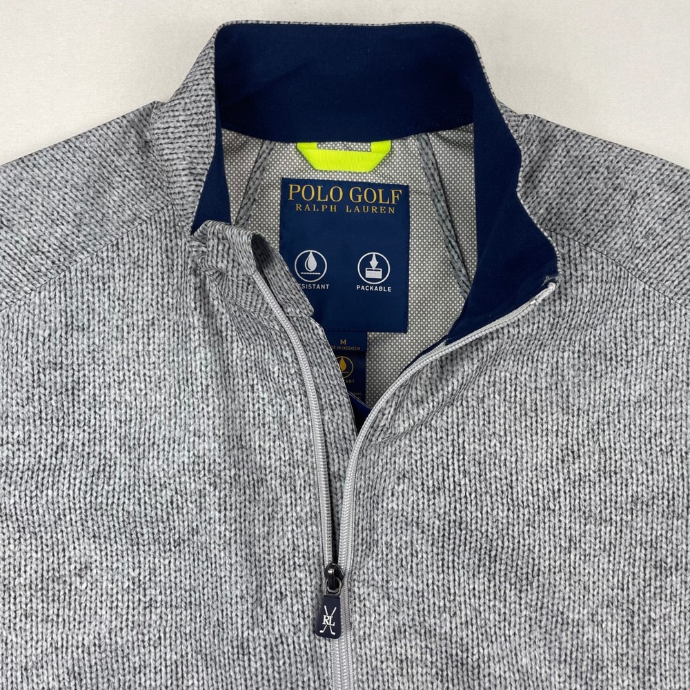 Polo Golf Ralph Lauren Mens Gray Knit Full Zip Packable Water Resistant Vest M
